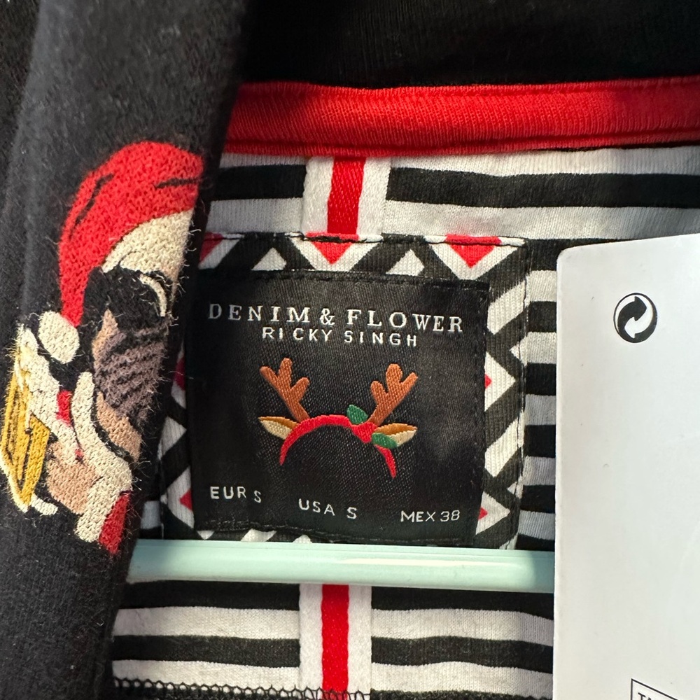 Denim & Flower Festive Black and Red Sweater - Picture 3 of 5